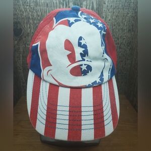 Disney Parks Mickey Mouse Patriotic Hat Cap Red White Blue Youth Snapback 54-57